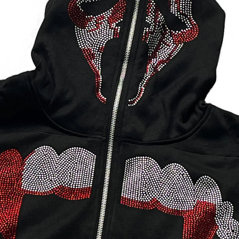 RHINESTONE GHOST FACE HOODIE