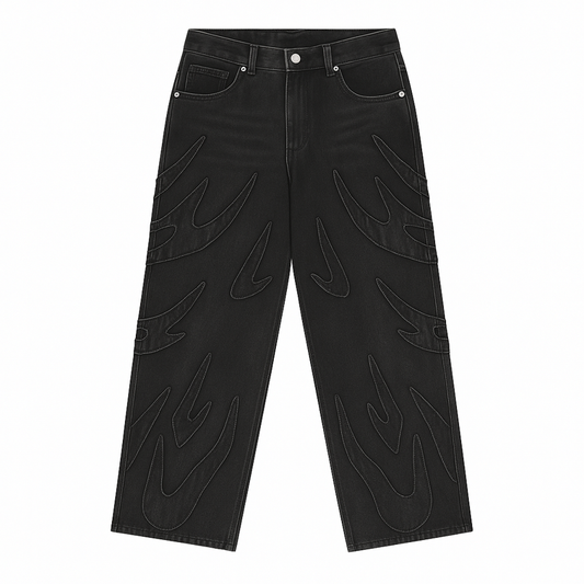 BAGGY BLACK FLAME JEANS